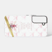 Trendy White Pink Coquette Grid Faith Pink Bee Samsung Galaxyケース (裏面横)
