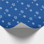 Trendy White Star Pattern Blue ラッピングペーパー (角)