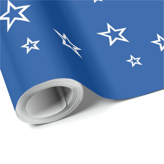 Trendy White Star Pattern Blue ラッピングペーパー (ロールコーナー)