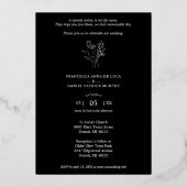 Trendy Wildflowers Bouquet Wedding Silver Metallic 箔招待状 (裏面)