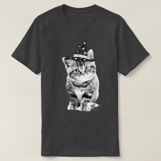 Trendy Witch Kitten Halloween Animals T-Shirt Tシャツ (デザイン正面)
