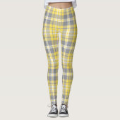 Trendy Yellow and Gray Madras Plaid レギンス (正面)