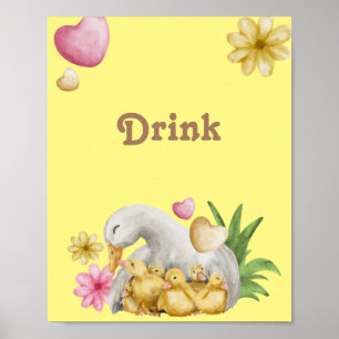 Trendy Yellow Duck Gender Neutral Baby Shower ポスター