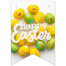 Trendy Yellow & Green  Easter Eggs gift paper バンティングフラッグ