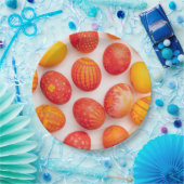Trendy Yellow & Orange Easter Eggs Pattern Paper P ペーパープレート (パーティー)