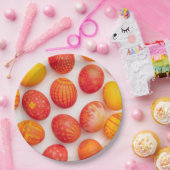 Trendy Yellow & Orange Easter Eggs Pattern Paper P ペーパープレート (パーティー)