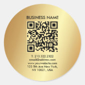 Trendy Your Custom Logo Text Gold QR Code ラウンドシール (正面)