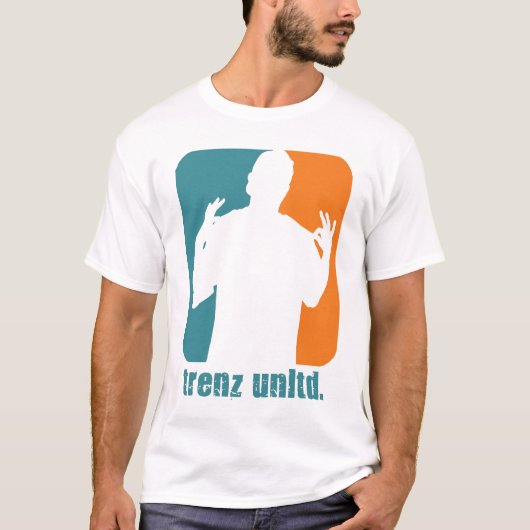 Trenz Unltd。 ターコイズ及びオレンジ(イルカ) Tシャツ (正面)