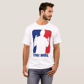 Trenz Unltd。 Poppin赤く及び青のつば-白いティー Tシャツ (正面フル)