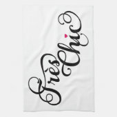 Trèsの上品、赤いhと文字デザインなフランスのな単語の芸術 キッチンタオル (縦)