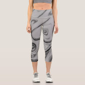 Très Belle Im品亮 Impression D'art En Cendre Gris Te カプリレギンス (正面)