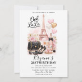 Très Chic in the City Pink Paris 21st Birthday  招待状 (正面)