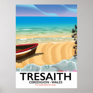 TresaithのCeredigionのビーチのウェールズの海岸ポスター ポスター