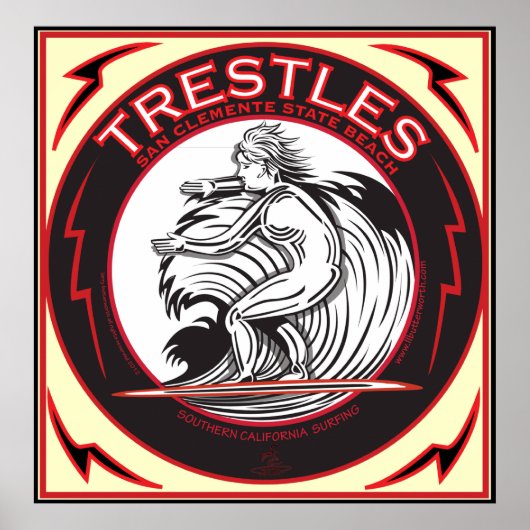 TRESTLES SAN CLEMENTE CALIFORNIA SURFING ポスター (正面)