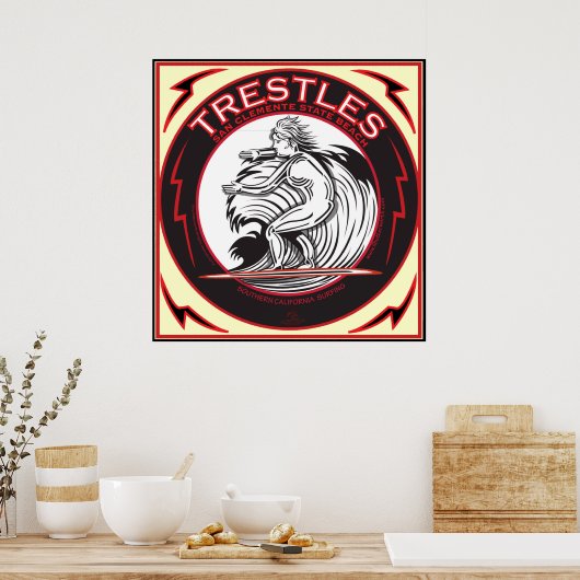 TRESTLES SAN CLEMENTE CALIFORNIA SURFING ポスター (キッチン)