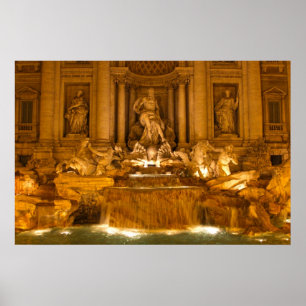 Trevi Fountain at Night (HDR) ポスター