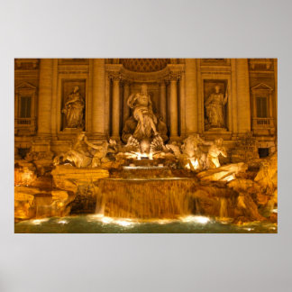 Trevi Fountain at Night (HDR) ポスター