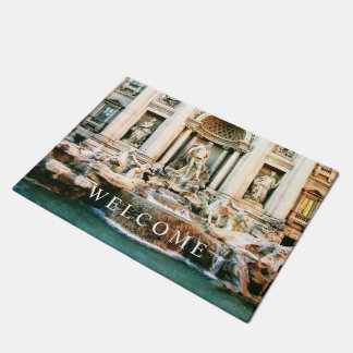 Trevi Fountain Romeフォトウェルカムドアマット ドアマット