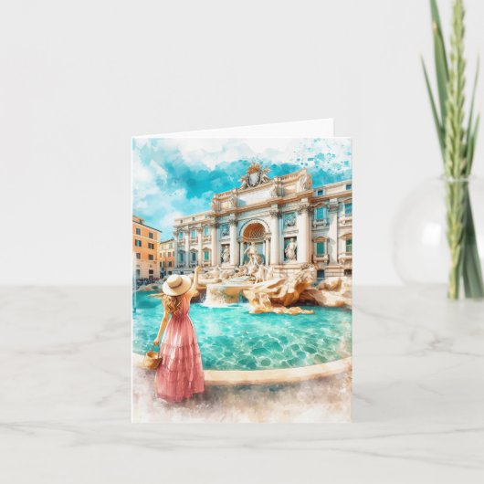 Trevi Fountain Rome Italy Watercolor カード (正面)