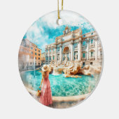 Trevi Fountain Rome Italy Watercolor セラミックオーナメント (左)