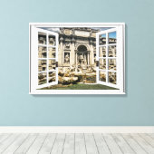 Trevi Fountain Viewフェイクウィンドウ キャンバスプリント (インサイチュ (ウッドフロア))