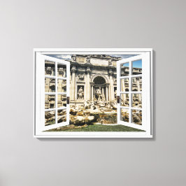 Trevi Fountain Viewフェイクウィンドウ キャンバスプリント