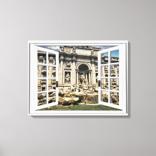 Trevi Fountain Viewフェイクウィンドウ キャンバスプリント (正面)