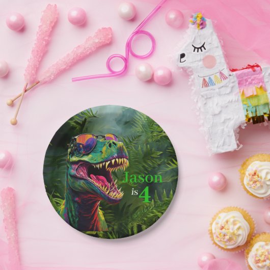 TRexと恐竜の愛クール者 ペーパープレート (パーティー)