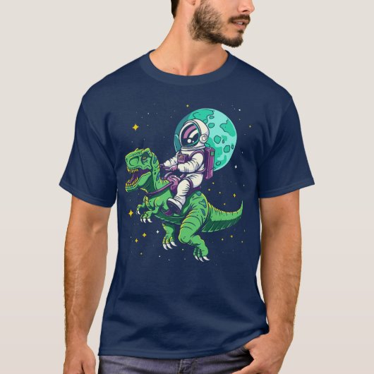 TRexに搭乗する宇宙飛行士 Tシャツ (正面)