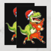 TRex恐竜クリスマスパジャマ 招待状 (正面/裏面)
