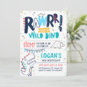TREX恐竜誕生日招待状ローールワイルドDINO 招待状 (スタンド正面)