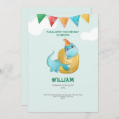 TREX恐竜9th誕生日パーティーへの招待 招待状 (正面/裏面)