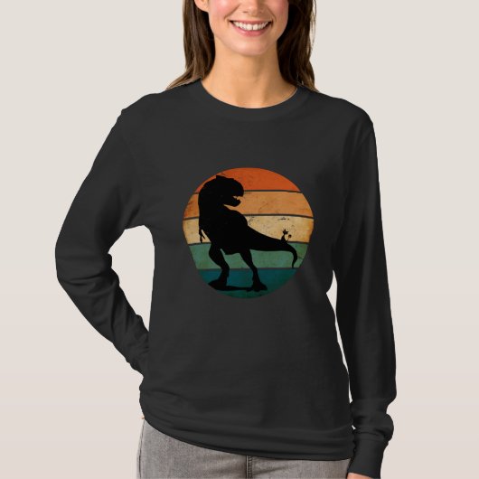 TREX恐竜VSハウスキャットヴィンテージ Tシャツ (正面)