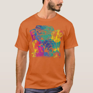 Trex DJカラフルテクノ音楽edmパーティープレミアム Tシャツ