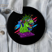 TRex DJ恐竜パーティークラブディスクジョッキーEDMミュージック 缶バッジ (インサイチュ)