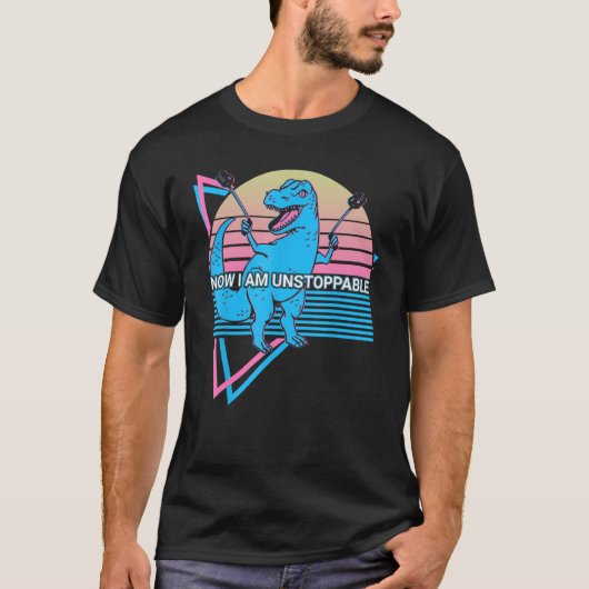 Trex Tおもしろいレックス恐竜レトロ今I am Unstoppab Tシャツ (正面)