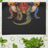 TRexgiving T-レックスハッピー感謝恐竜 キッチンタオル (折り畳み)