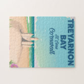 Treyarnon Bay、コーンウォール旅行ポスター ジグソーパズル (横)