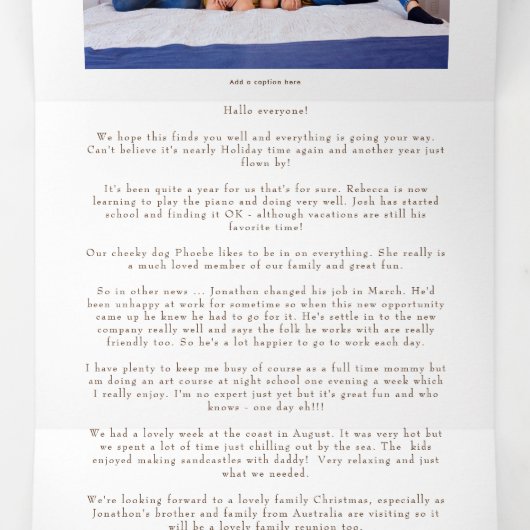 Tri – と組み合わせた6フォトイヤーin Viewニュースレター – 三つ折りクリスマスカード (内部中)