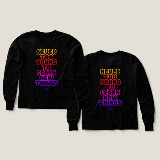 Tri-Blend Shirt : Never Too Young (black) (デザイン 正面＆背面)