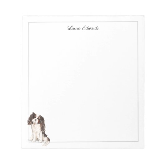 Tri Color Cavalier King Charles Spaniel Border ノートパッド (正面)