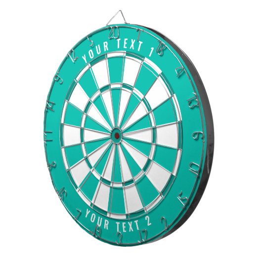 Tri-Color Teal & White | Custom Text ダーツボード (正面右)