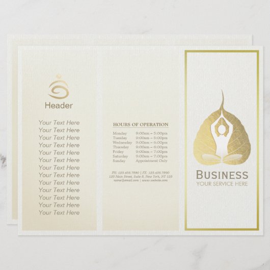 Tri-Fold Yoga Studio Brochures Meditation Studio (正面/裏面)