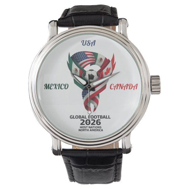 Tri-Nation Flag Wristwatch | 2026 Match Date  腕時計 (正面)