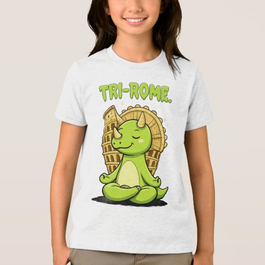 Tri-Rome Zen Triceratops: Cute Dinosaur Yoga at th トライブレンドTシャツ (正面)