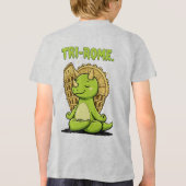 Tri-Rome Zen Triceratops: Cute Dinosaur Yoga at th トライブレンドTシャツ (裏面)
