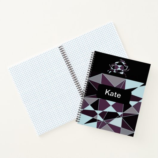 Triangle black grey white maroon Abstract ノートブック (内部)