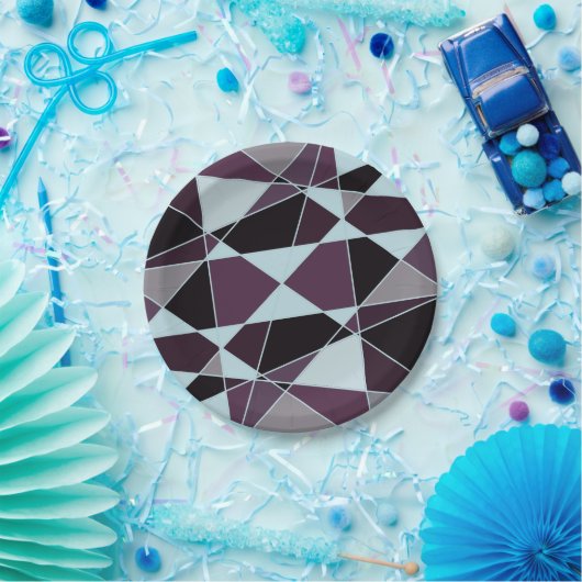 Triangle black grey white maroon Abstract ペーパープレート (パーティー)