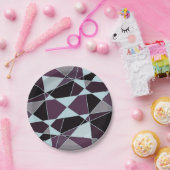 Triangle black grey white maroon Abstract ペーパープレート (パーティー)