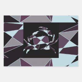 Triangle black grey white maroon Abstract ラッピングペーパーシート